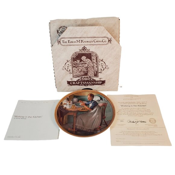 Vintage Norman Rockwell Collector Plate "Working in the Kitchen" 1983 - Picture 3 of 6